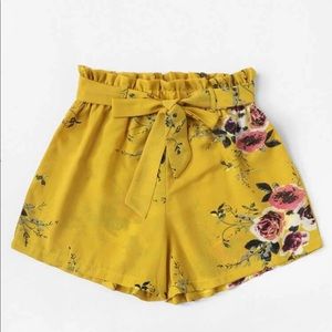 Floral Print Belted Shorts